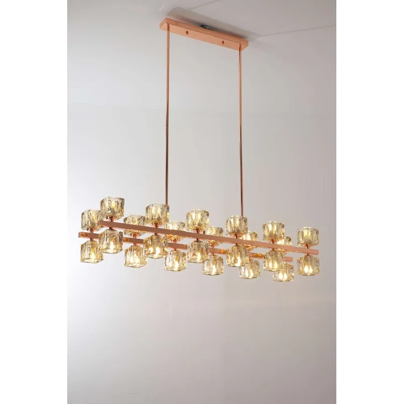 Amber Glow Rose Gold Chandelier
