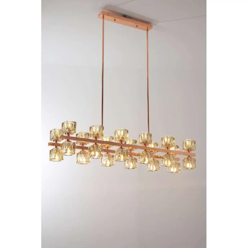 Amber Glow Rose Gold Chandelier