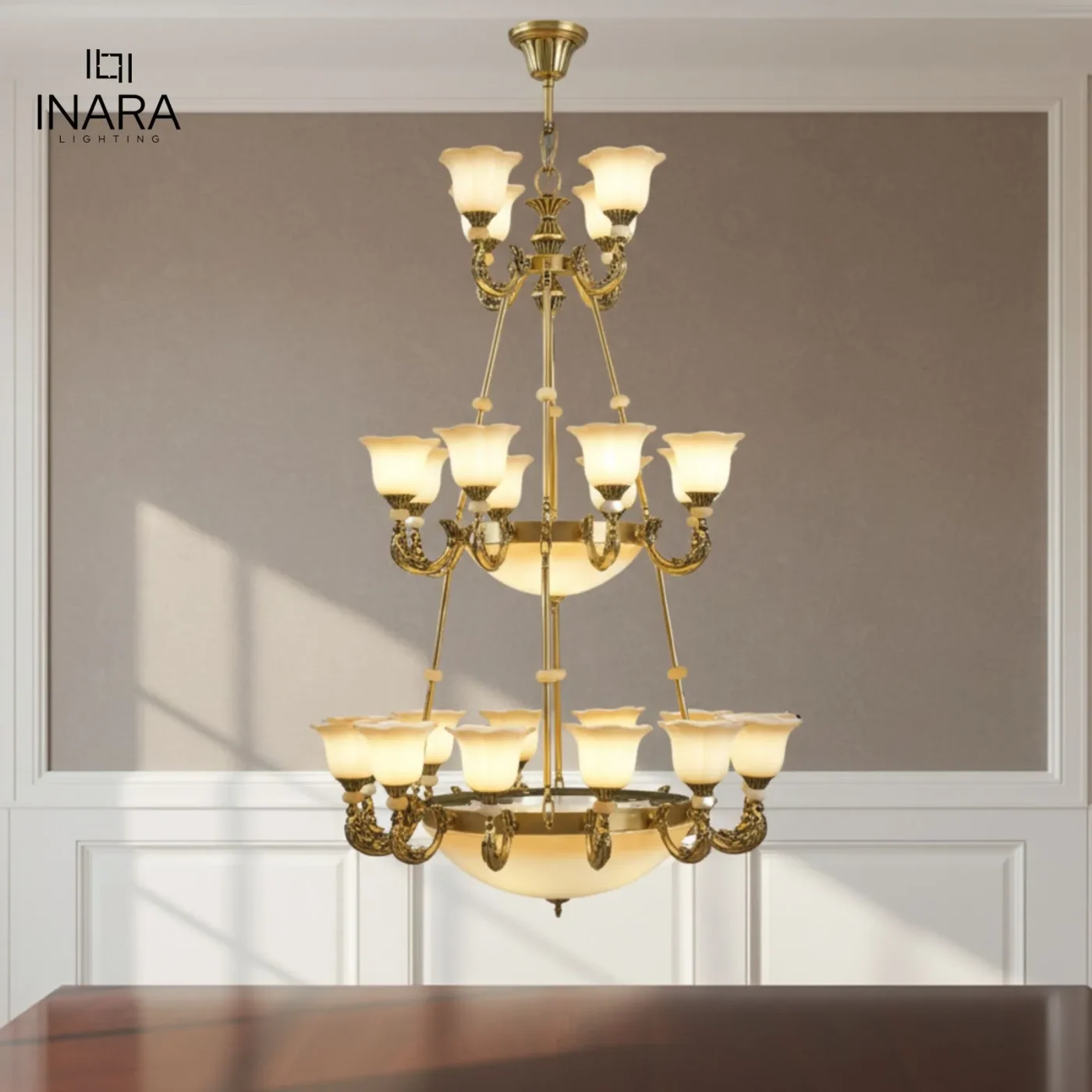 Antique Brass Candle Arm Chandelier