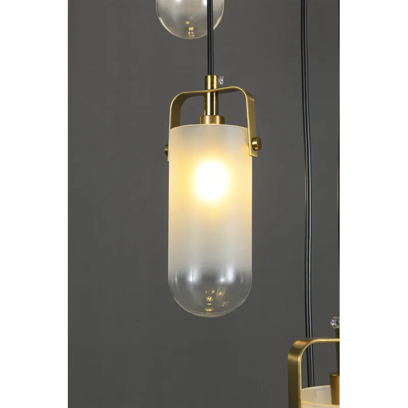 Brass Radiance Frosted Glass Cluster Pendant Light