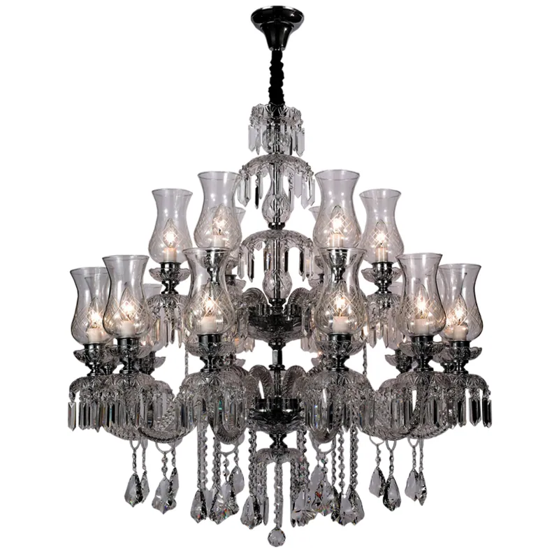 Crystal Majesty Chrome Candle Arm Chandelier
