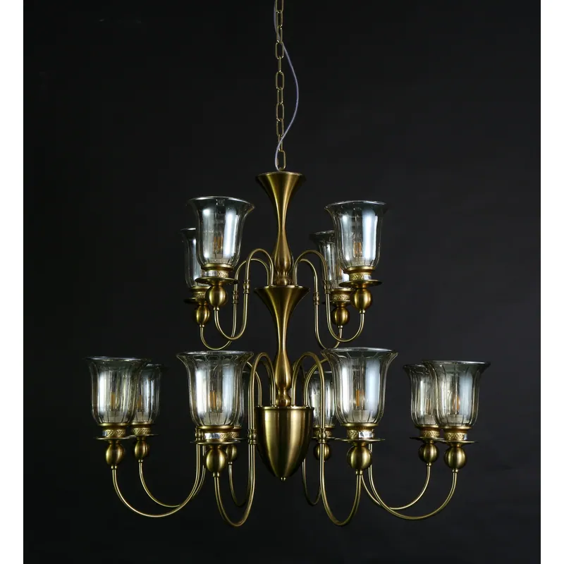 Golden Amber Candle Arm Chandelier