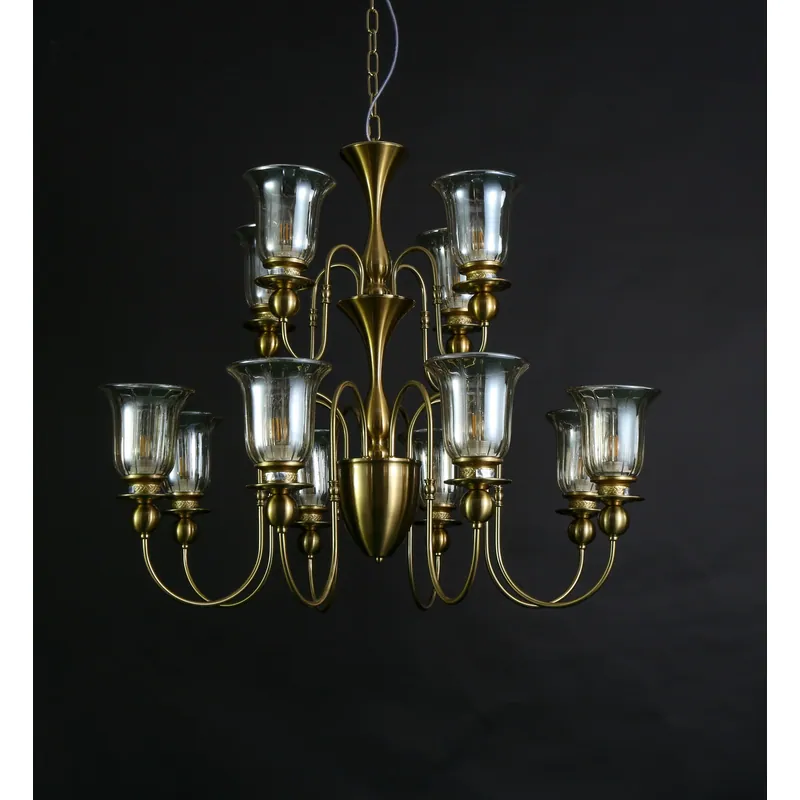 Golden Amber Candle Arm Chandelier