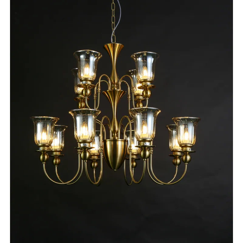 Golden Amber Candle Arm Chandelier