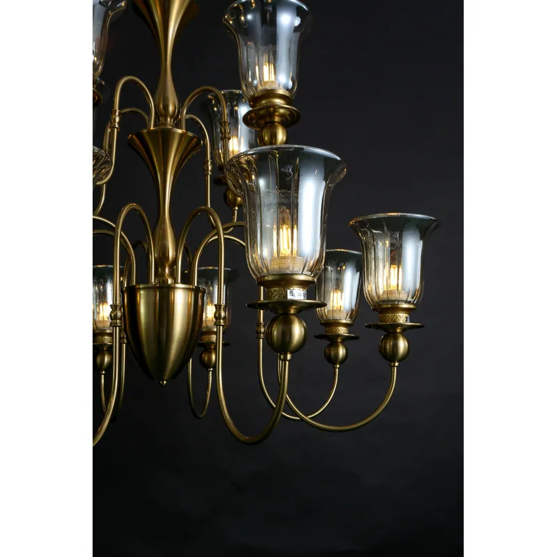 Golden Amber Candle Arm Chandelier