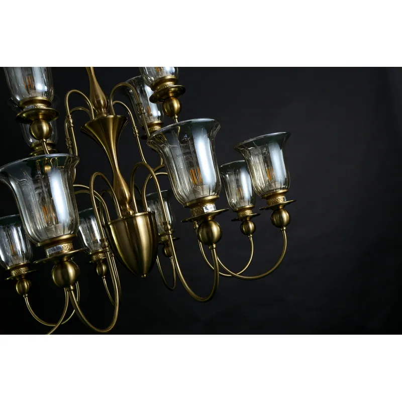 Golden Amber Candle Arm Chandelier