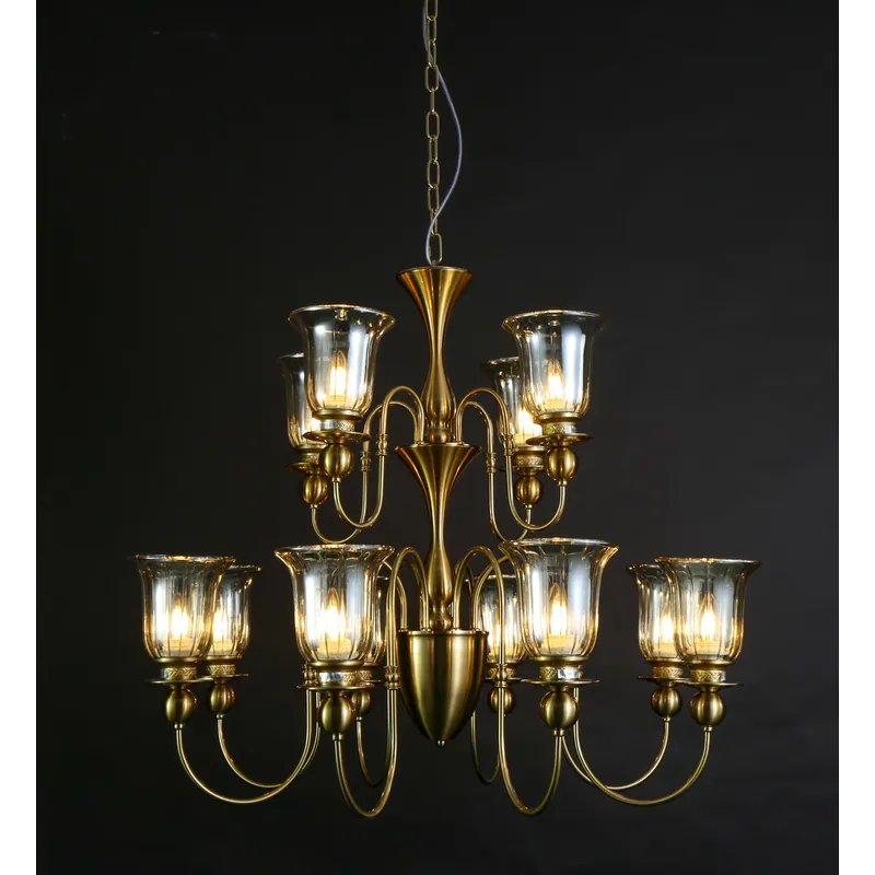 Golden Amber Candle Arm Chandelier