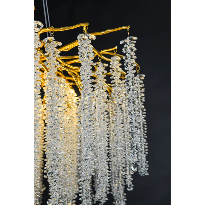 Golden Cascade Crystal Cluster Chandelier