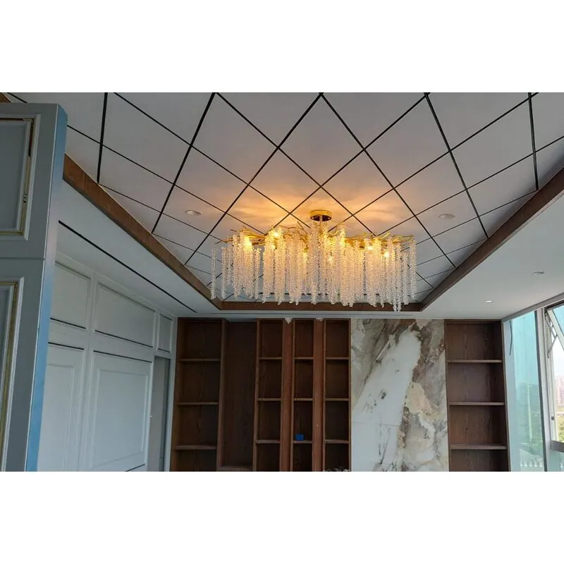 Golden Cascade Crystal Cluster Chandelier