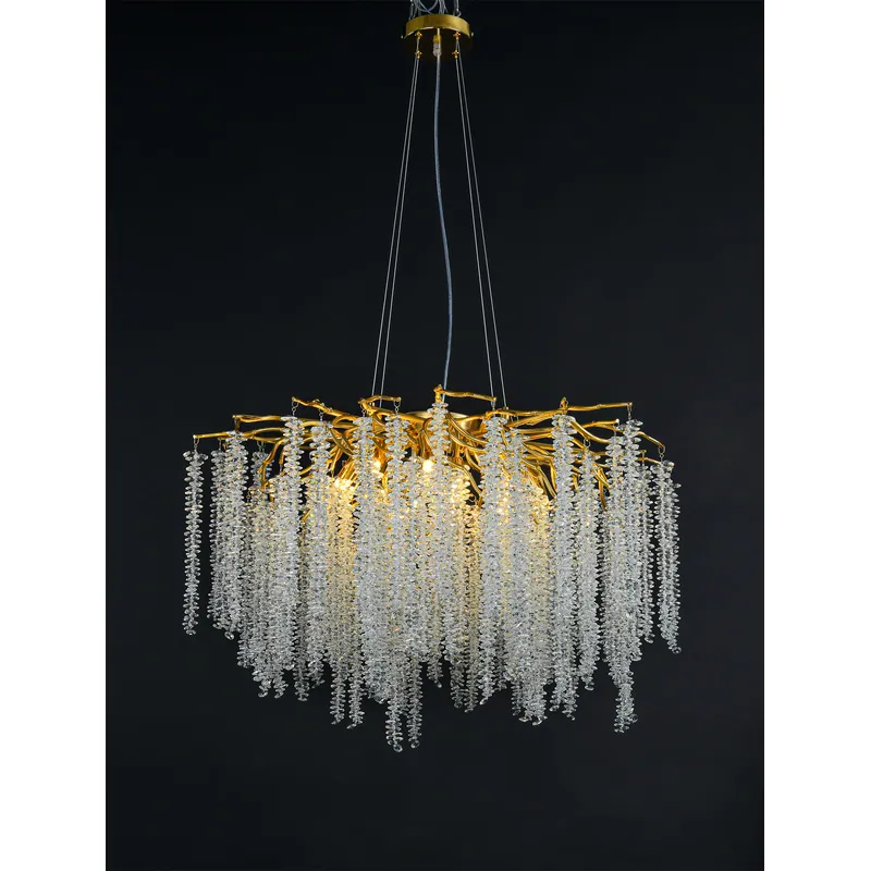 Golden Cascade Crystal Cluster Chandelier