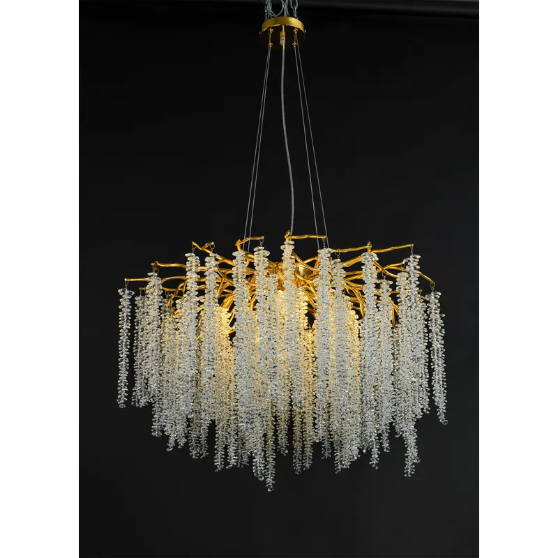 Golden Cascade Crystal Cluster Chandelier