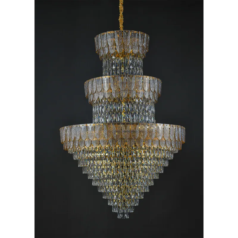 Golden Crystal Multiple Layer Chandelier