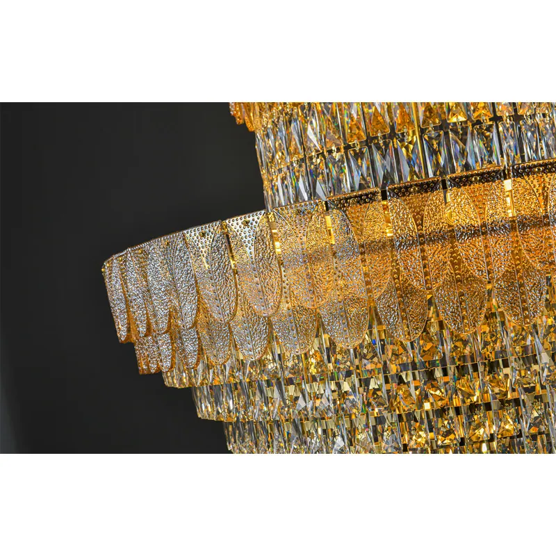 Golden Crystal Multiple Layer Chandelier