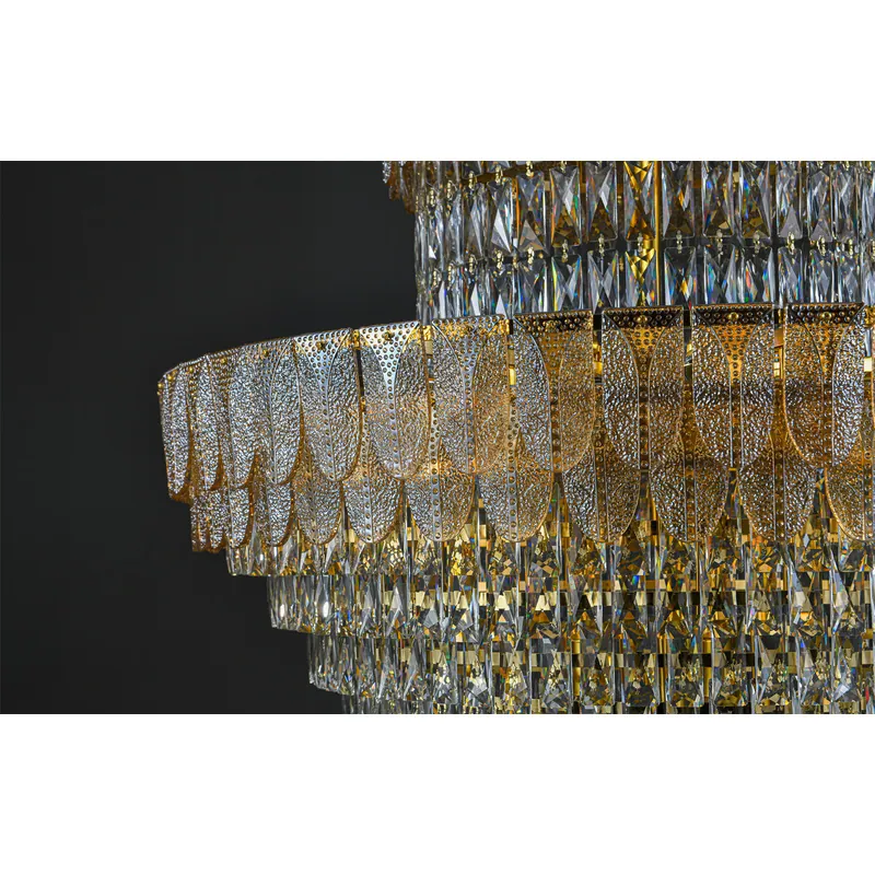 Golden Crystal Multiple Layer Chandelier