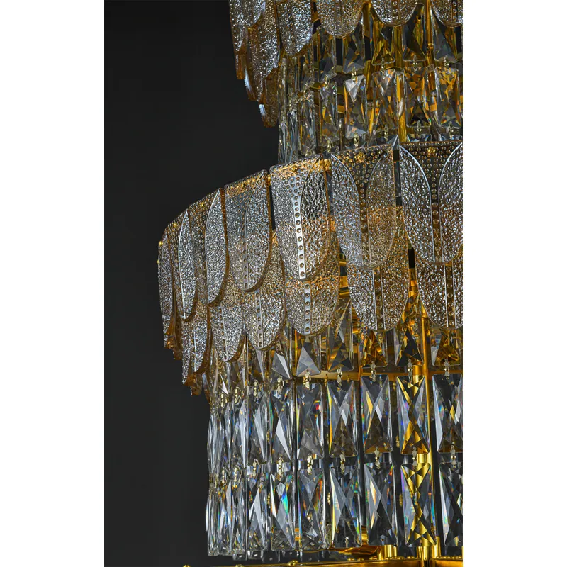 Golden Crystal Multiple Layer Chandelier