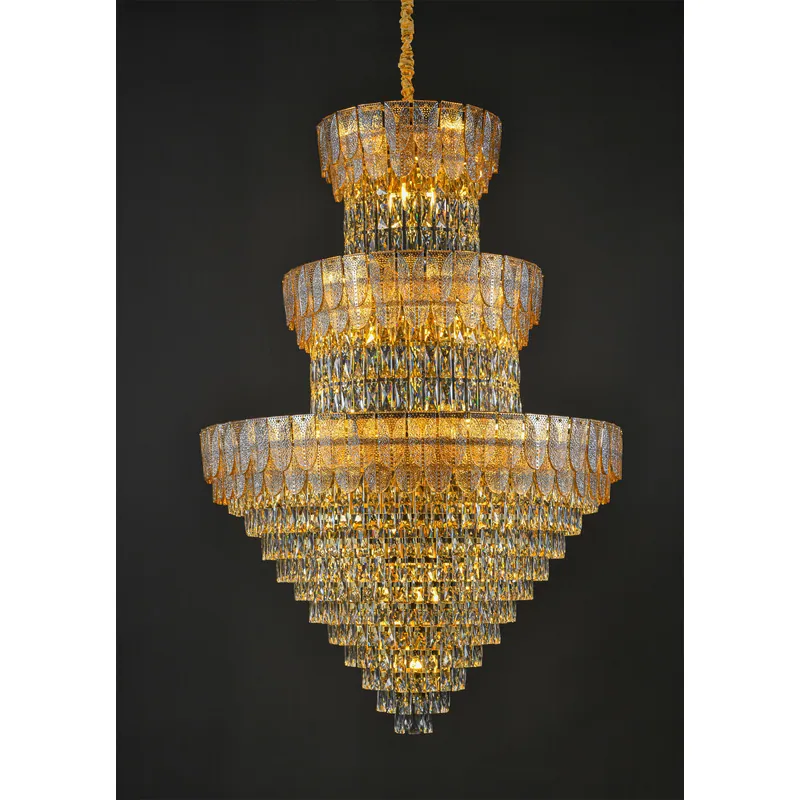 Golden Crystal Multiple Layer Chandelier