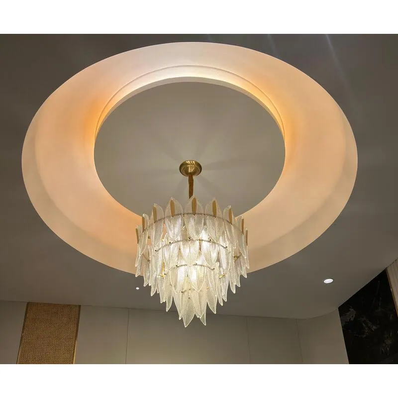 Golden Feather Glass Crystal Chandelier