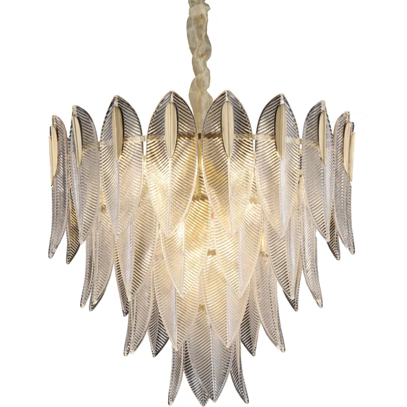 Golden Feather Glass Crystal Chandelier