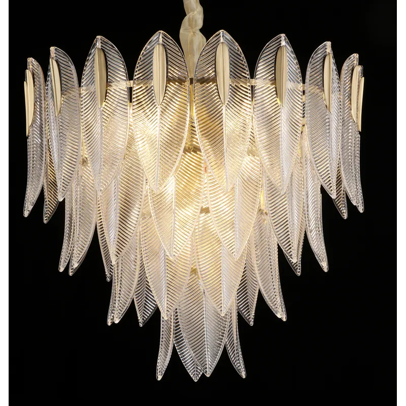 Golden Feather Glass Crystal Chandelier