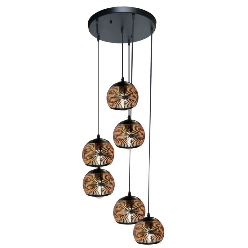 Golden Filigree Cluster Sculptural Pendant Light