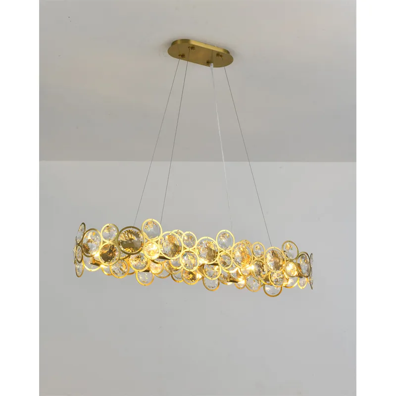 Golden Halo Clear Crystal Chandelier