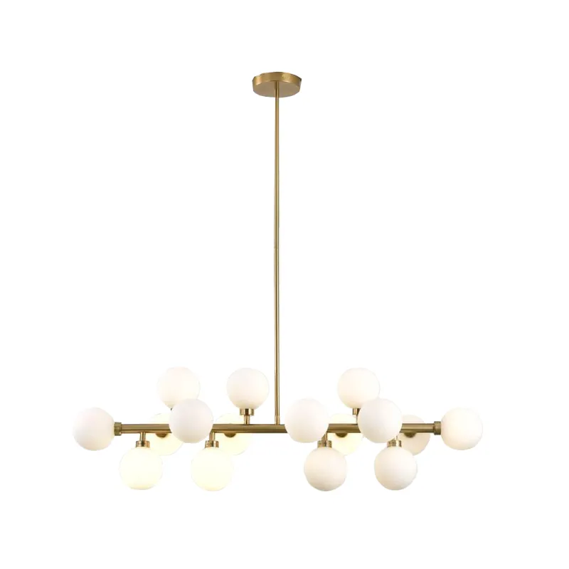 Golden Orb Glass Brass Chandelier