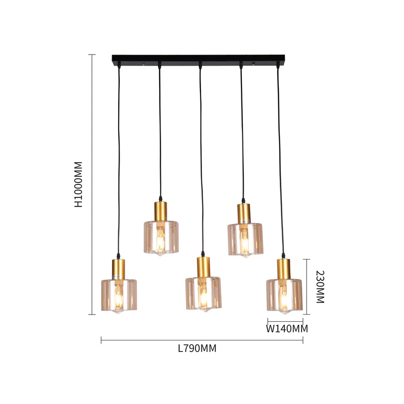 Golden Prism Linear Cluster Pendant Light