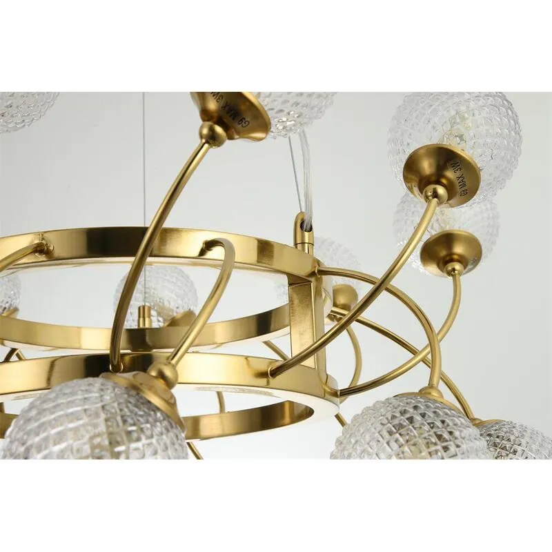 Golden Radiance Glass Brass Chandelier