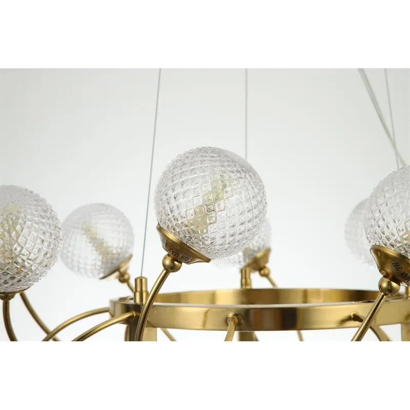 Golden Radiance Glass Brass Chandelier