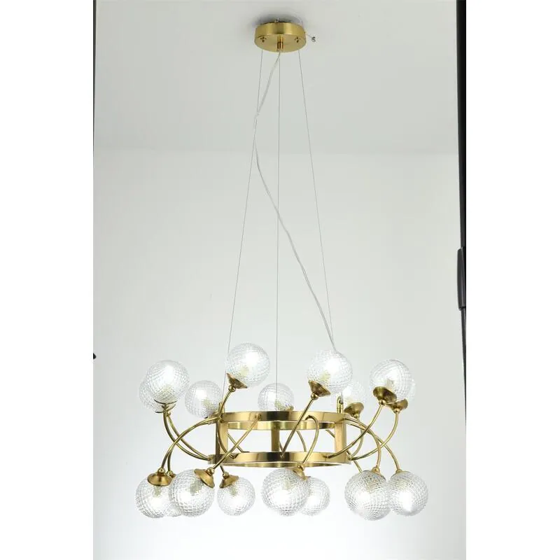 Golden Radiance Glass Brass Chandelier