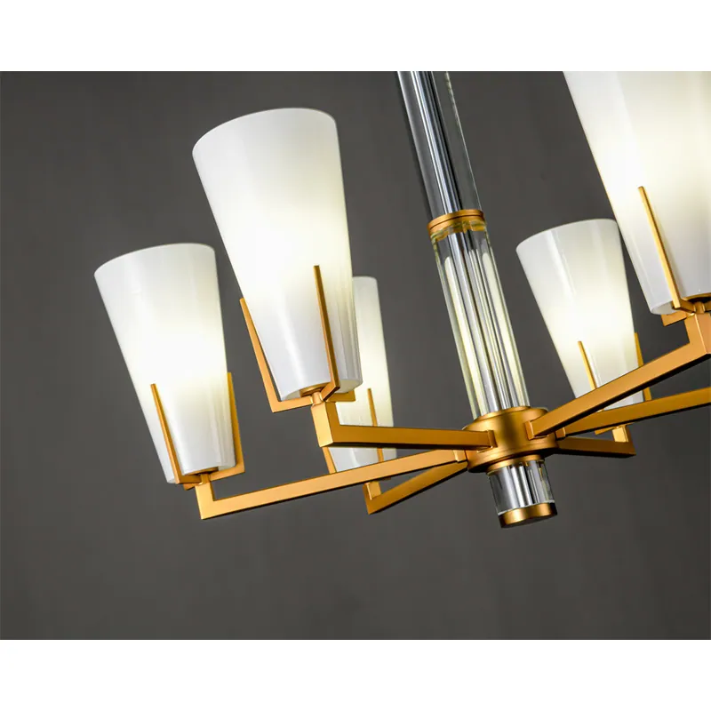 Golden Radiance White Glass Chandelier
