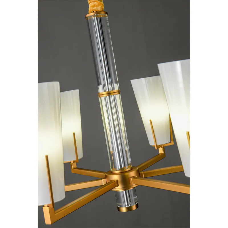 Golden Radiance White Glass Chandelier