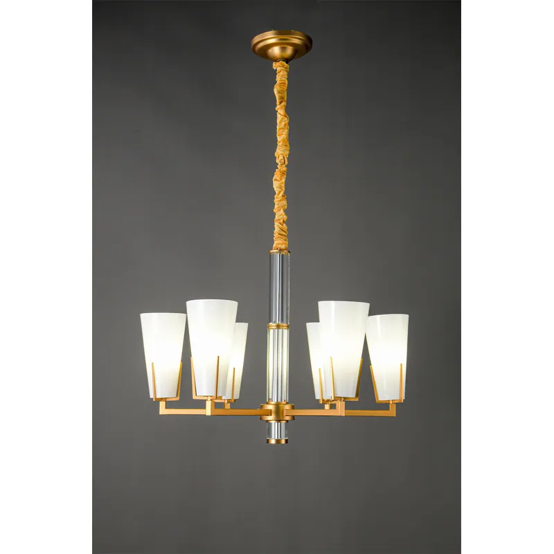 Golden Radiance White Glass Chandelier