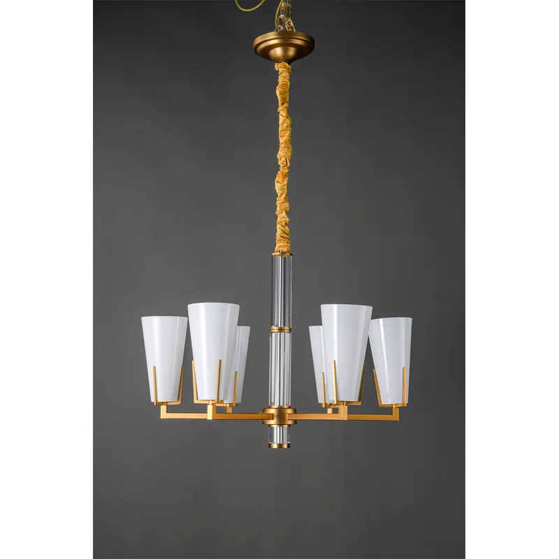 Golden Radiance White Glass Chandelier