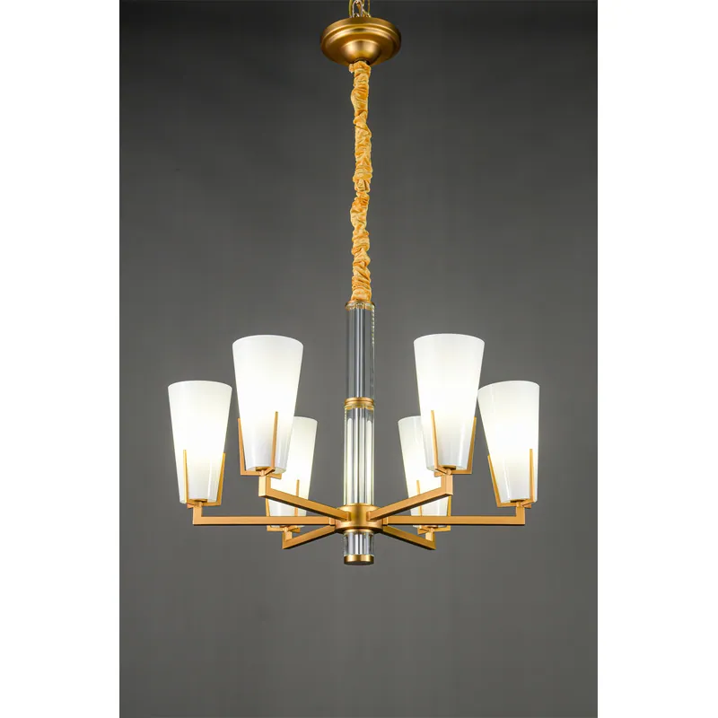 Golden Radiance White Glass Chandelier