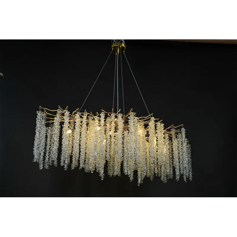 Golden Rain Crystal Cluster Chandelier