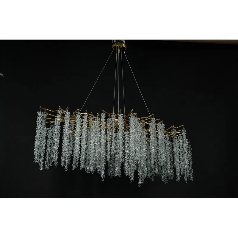 Golden Rain Crystal Cluster Chandelier