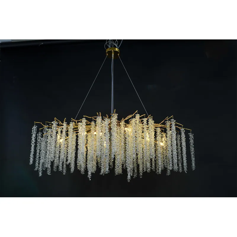 Golden Rain Crystal Cluster Chandelier