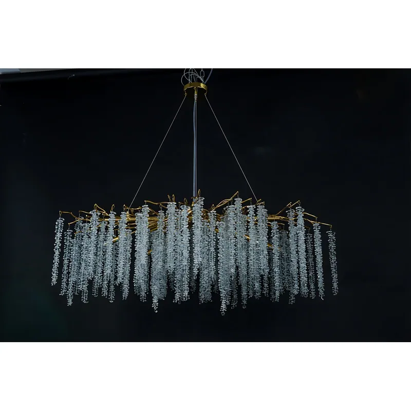 Golden Rain Crystal Cluster Chandelier