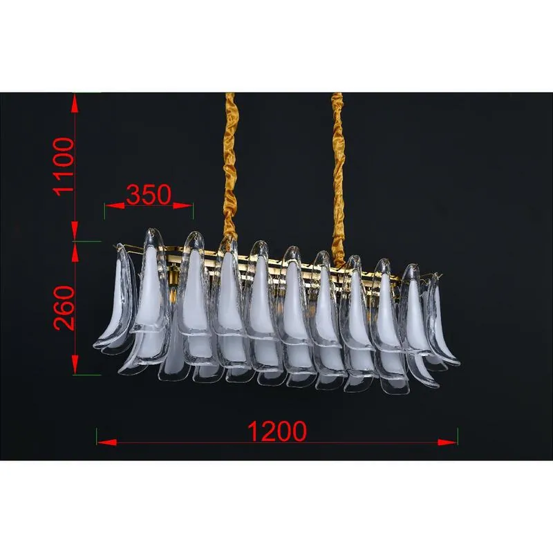 Golden Wave Glass Linear Chandelier