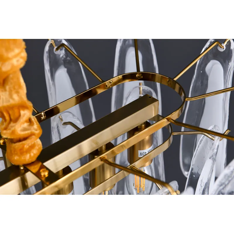 Golden Wave Glass Linear Chandelier