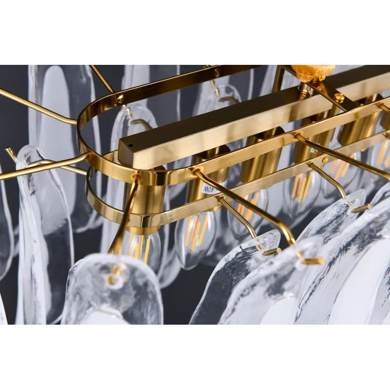 Golden Wave Glass Linear Chandelier