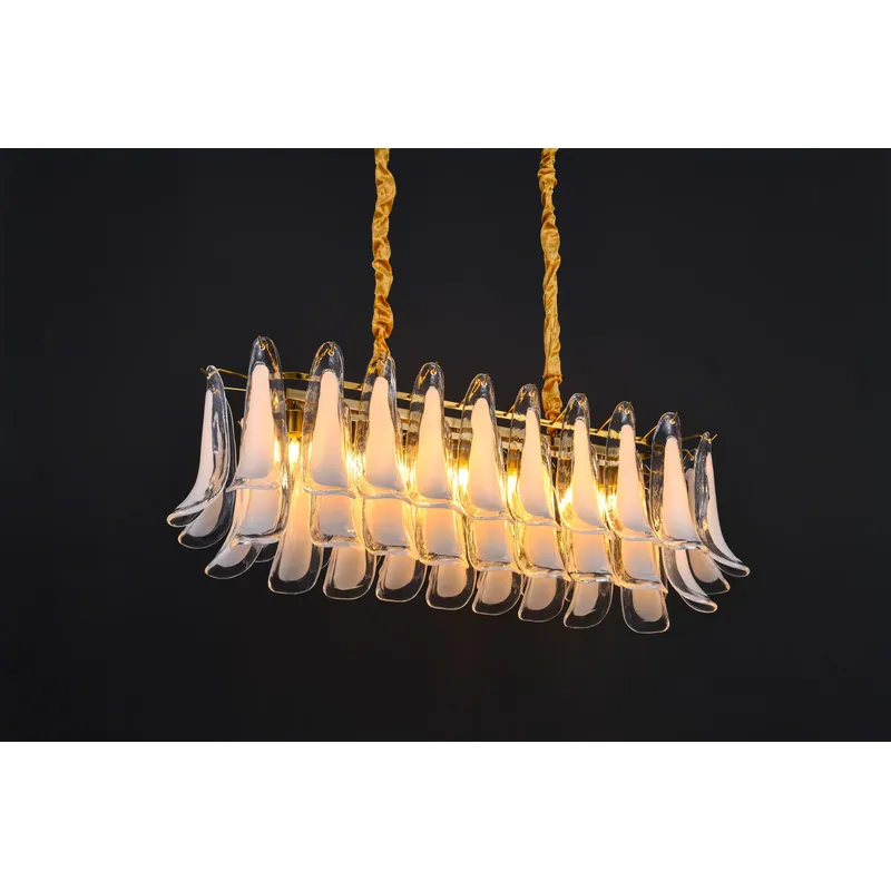 Golden Wave Glass Linear Chandelier