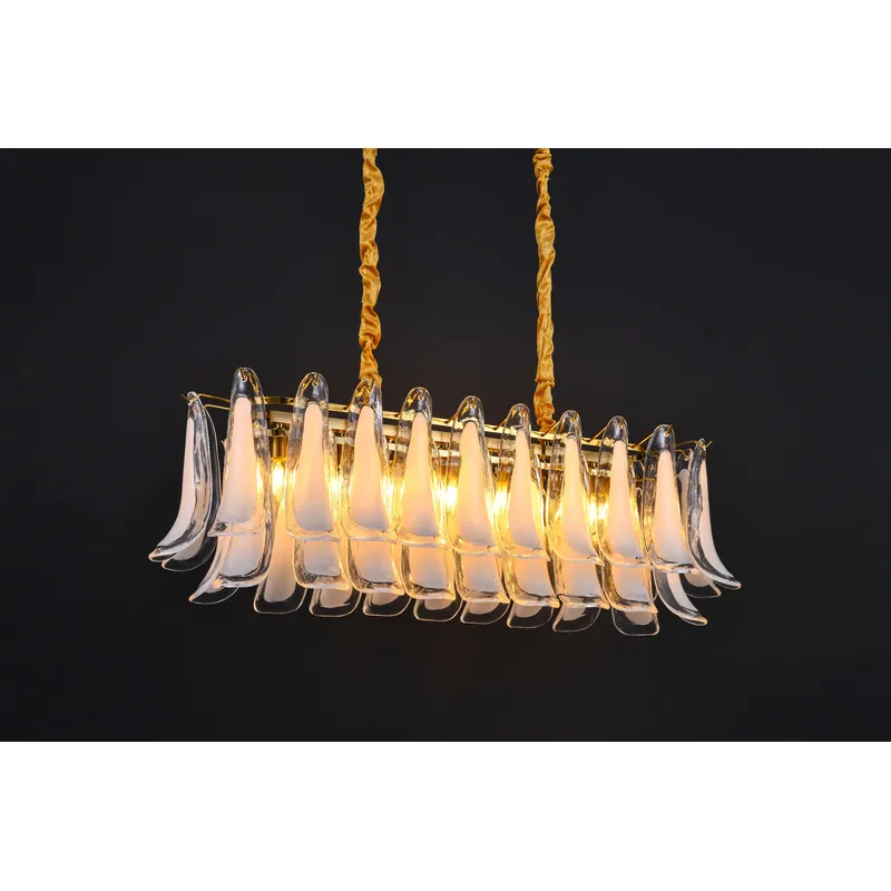 Golden Wave Glass Linear Chandelier