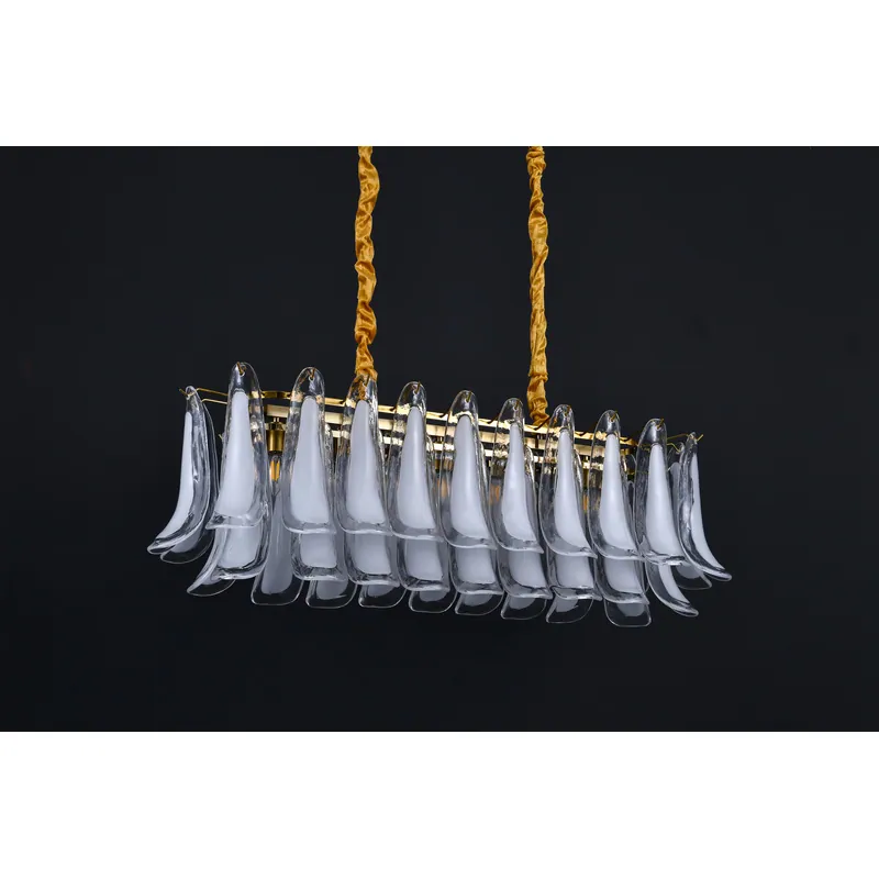 Golden Wave Glass Linear Chandelier