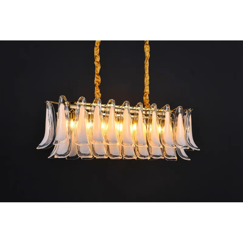 Golden Wave Glass Linear Chandelier