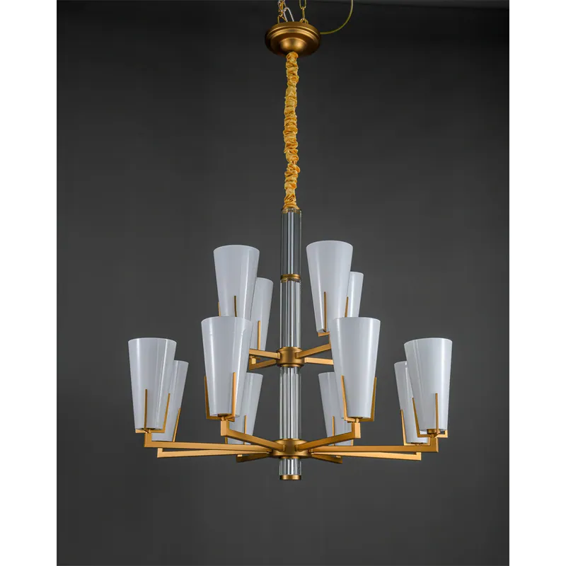 Golden White Glass Multiple Layer Chandelier