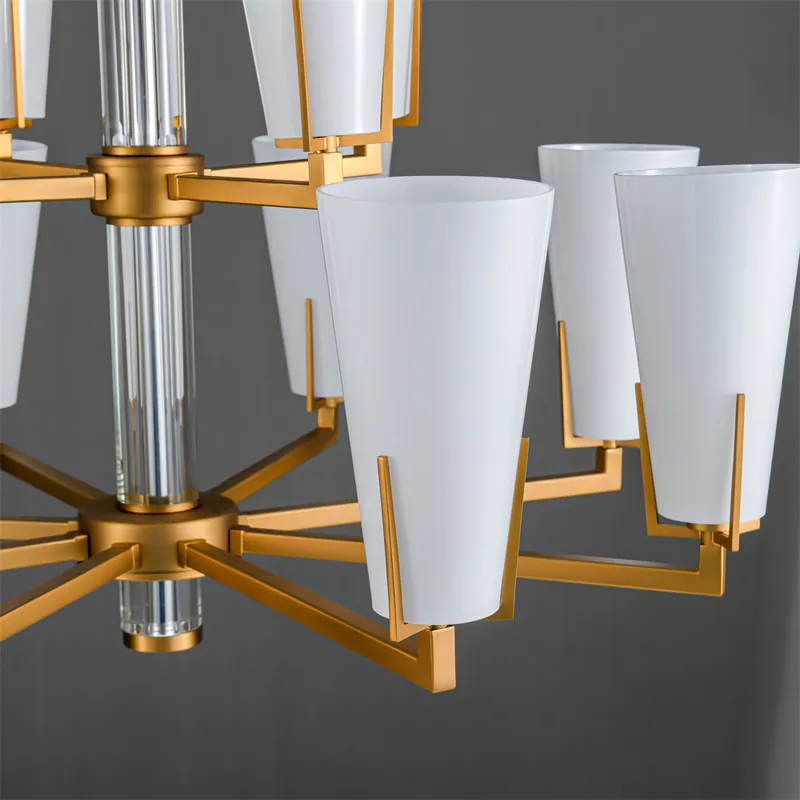 Golden White Glass Multiple Layer Chandelier