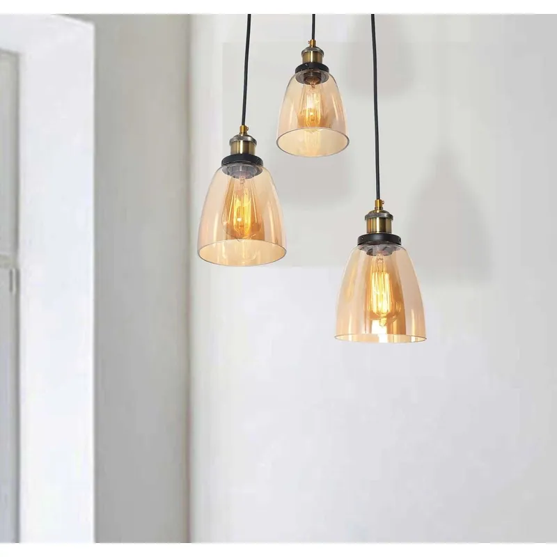 Amber Bell Cascade Cluster Pendant Light
