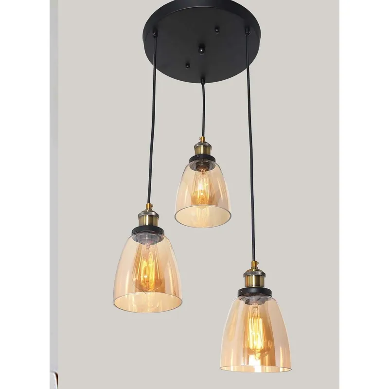 Amber Bell Cascade Cluster Pendant Light